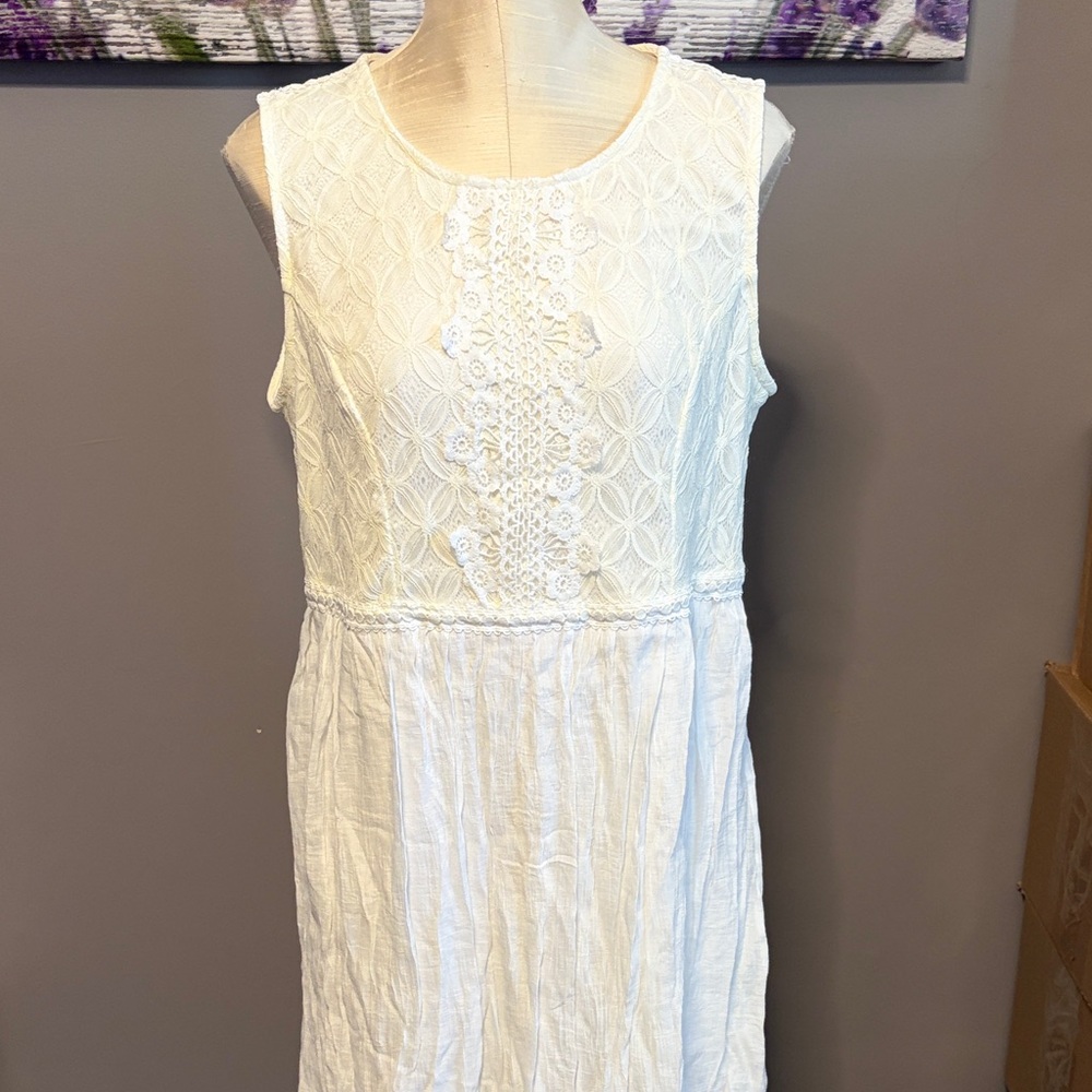 Women's Kings Road White Sleeveless Lace-Front Dress Size XL